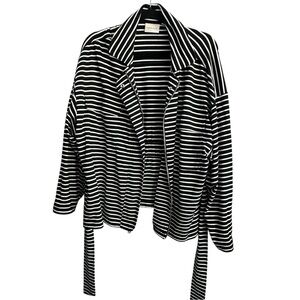 Chico’s Black and White Striped Jacket size XL transitional layered dressing